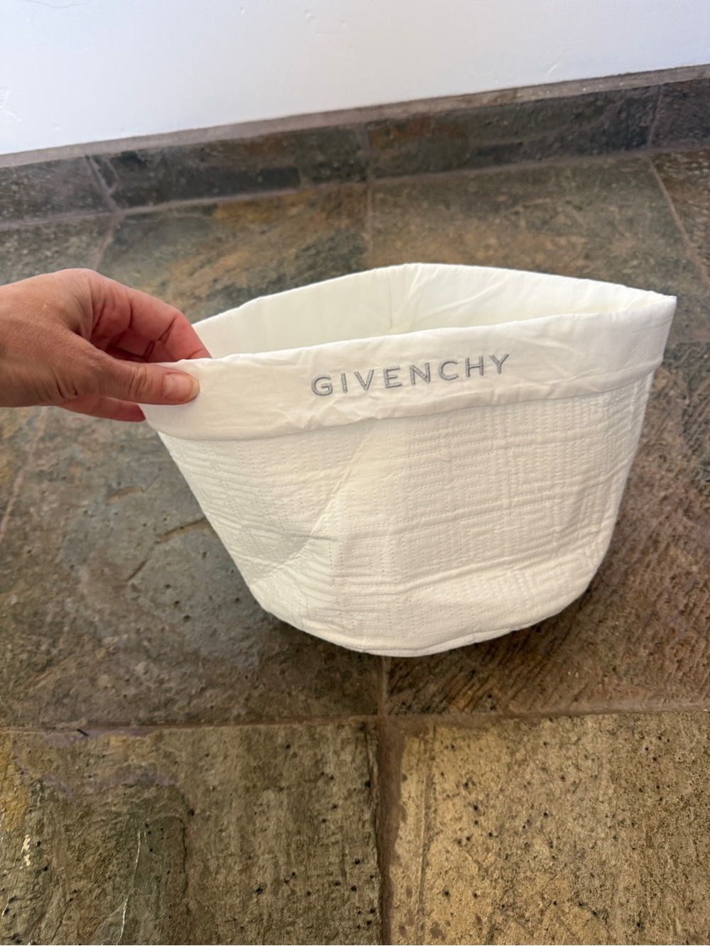 Givenchy White Quilted Fabric Storage Basket